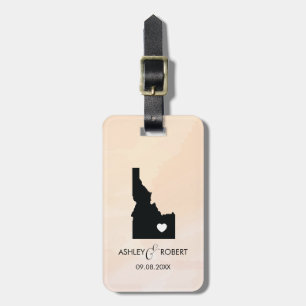 Idaho Map Wedding Luggage Tag, Couple's Name Luggage Tag