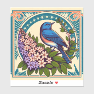 Idaho Mountain Bluebird and The Syringa Flowers