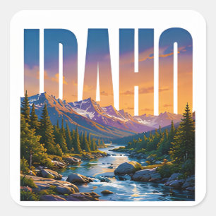 Idaho Mountain River Scenic Outdoor Adventure Square Sticker