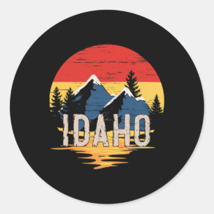 Idaho Mountain Sunset Idaho Outdoors Retro Classic Round Sticker