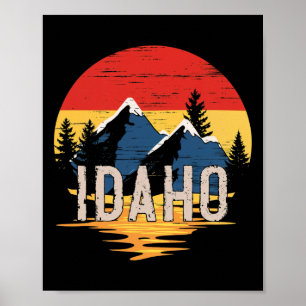 Idaho Mountain Sunset Idaho Outdoors Retro Poster