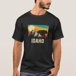 Idaho Nature Wild Bear Retro Sunset Hiking T-Shirt
