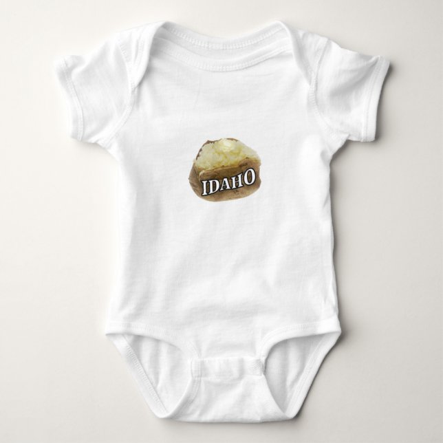 Idaho potato label baby bodysuit (Front)