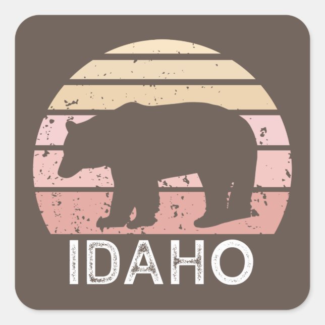 Idaho Retro Bear Square Sticker (Front)