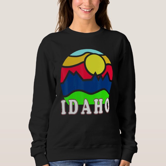 Idaho Retro Mountain Sunset Outdoor Vanlife Explor Sweatshirt (Front)