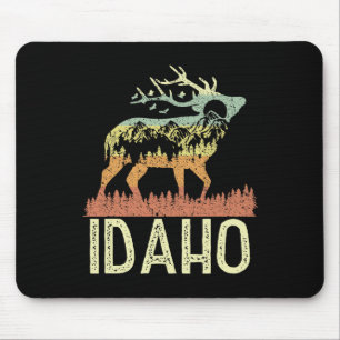Idaho Retro Mountain Vintage Elk Hiking Men Women  Mouse Pad