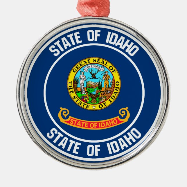 Idaho Round Emblem Metal Ornament (Front)