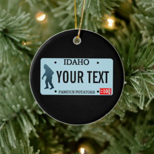 Idaho Sasquatch License Plate Ceramic Tree Decoration