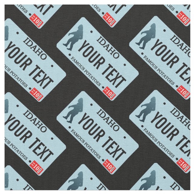 Idaho Sasquatch License Plate Fabric (Close Up)