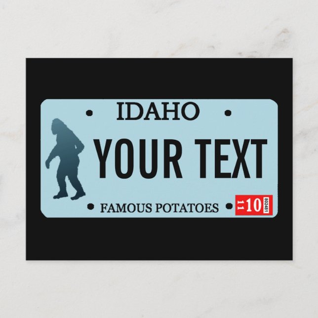 Idaho Sasquatch License Plate Postcard (Front)
