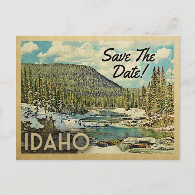 Idaho Save The Date Mountains River Snow Announcement Postcard (Front)