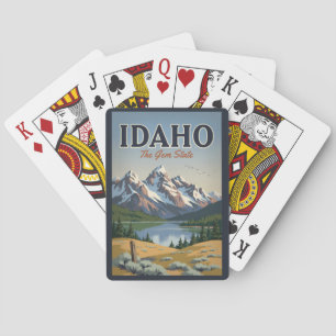 Idaho Sawtooth Range Illustration Travel Art Retro Playing Cards