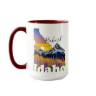 Idaho shape with mountain and wildflowers