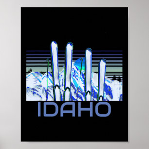 Idaho Ski Accessories Retro Idaho Skiing Poster