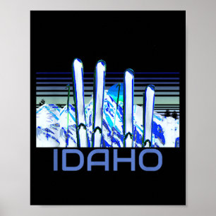 Idaho ski accessories retro idaho skiing poster