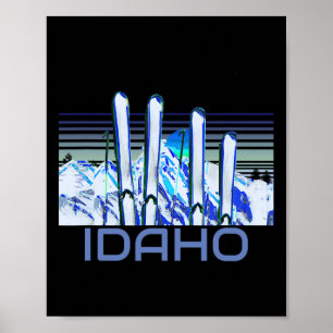 Idaho Ski Accessories Retro Idaho Skiing Poster