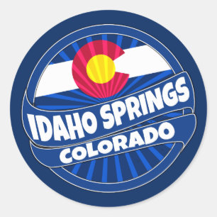 Idaho Springs Colorado flag burst stickers