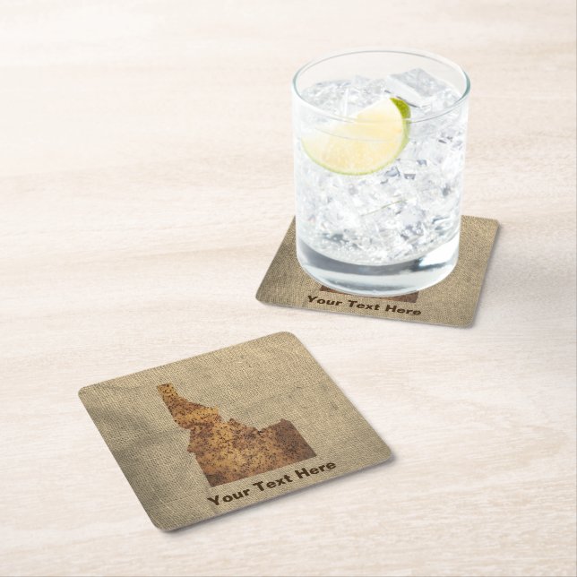 Idaho Spud Map Square Paper Coaster (Insitu)