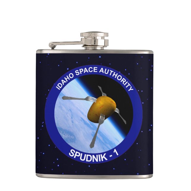 Idaho Spudnik Satellite Mission Patch Hip Flask (Front)