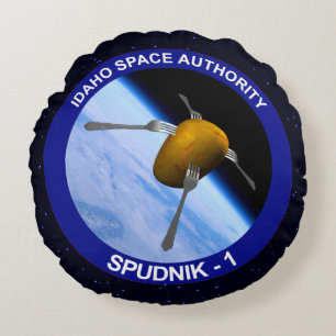 Idaho Spudnik Satellite Mission Patch Round Cushion