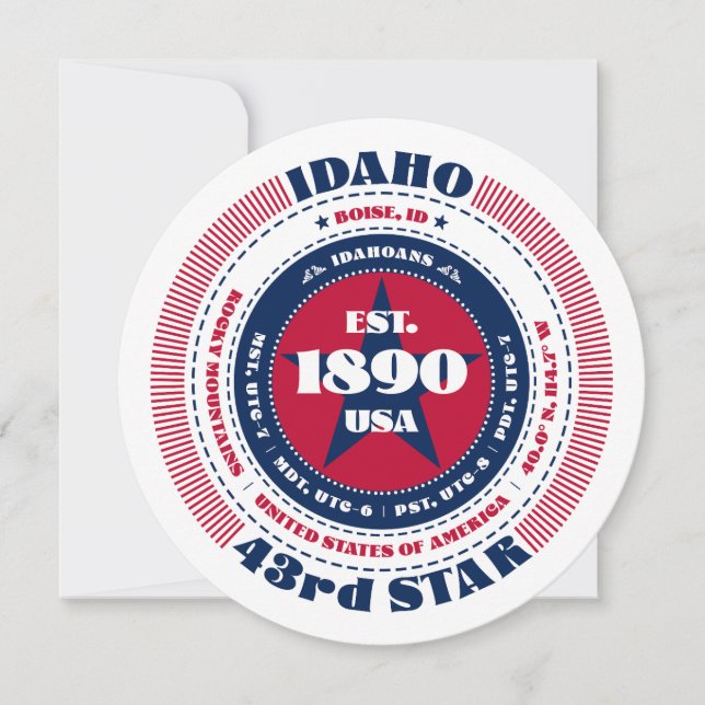 Idaho State Circular Typography Flat Card (Front)