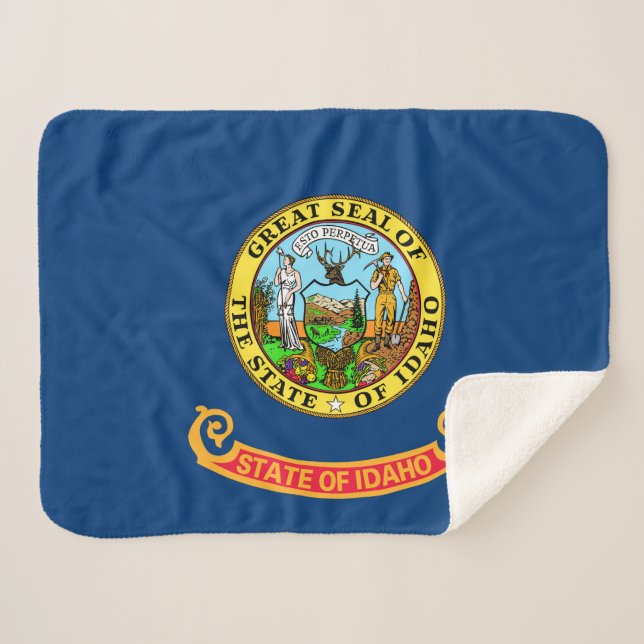 Idaho State Flag Print Patriotic Sherpa Blanket (Front (Horizontal))
