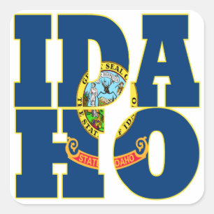 Idaho state flag text square sticker