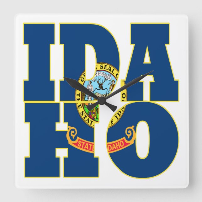 Idaho state flag text square wall clock (Front)