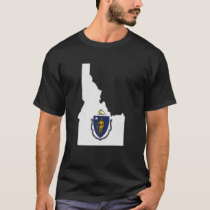 IDAHO STATE MAP MASSACHUSETTS MA Flag Roots Men Wo T-Shirt