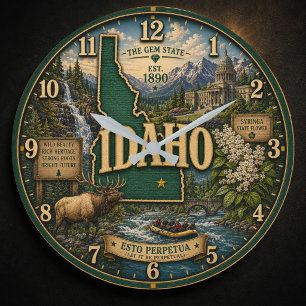 Idaho State Mountain Landscapes Large Clock