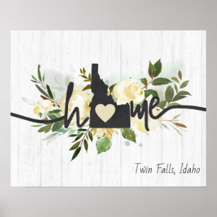 Idaho State Personalised Your Home City Rustic Poster