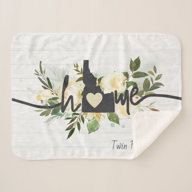 Idaho State Personalised Your Home City Rustic Sherpa Blanket (Front (Horizontal))