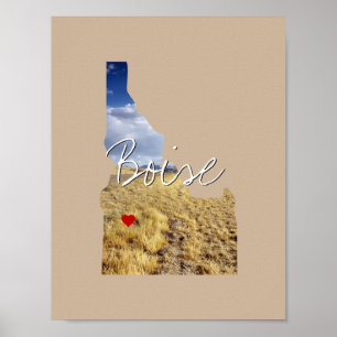 Idaho State Photo insert and town name Poster