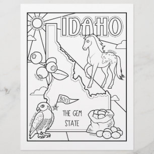 idaho state shape and facts colouring page