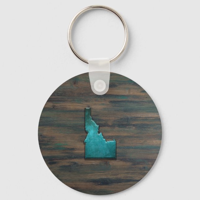 Idaho State Shape Teal Key Ring (Front)