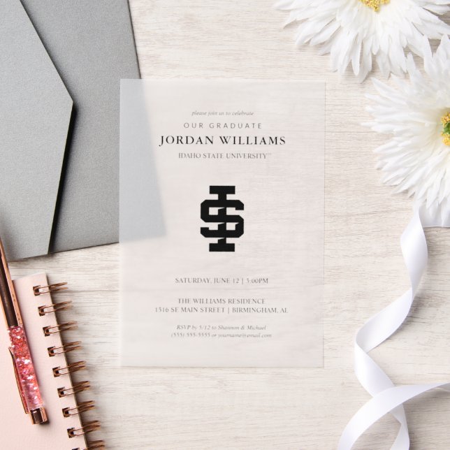 Idaho State University Bold Bengals Logo Vellum Invitations (Wedding)