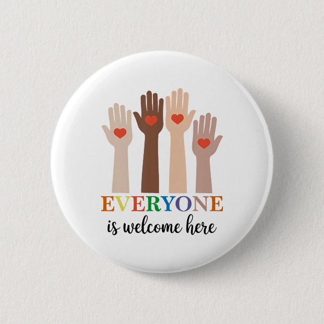 Idaho Teacher Everyone Is Welcome Here Fist Hand S 6 Cm Round Badge (Front)