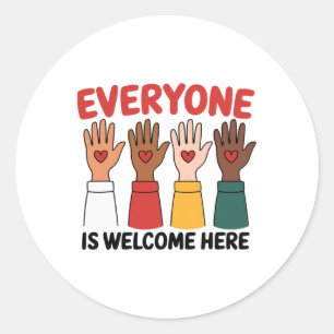 Idaho Teacher Everyone Is Welcome Here Fist Hand S Classic Round Sticker