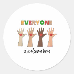 Idaho Teacher Everyone Is Welcome Here Fist Hand S Classic Round Sticker