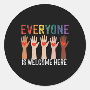 Idaho Teacher Everyone Is Welcome Here Fist Hand S Classic Round Sticker