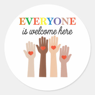 Idaho Teacher Everyone Is Welcome Here Fist Hand S Classic Round Sticker
