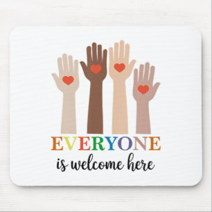 Idaho Teacher Everyone Is Welcome Here Fist Hand S Mouse Pad