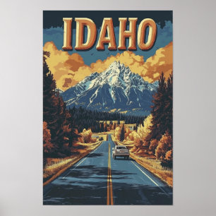 Idaho USA Art Vintage Illustration Travel Poster