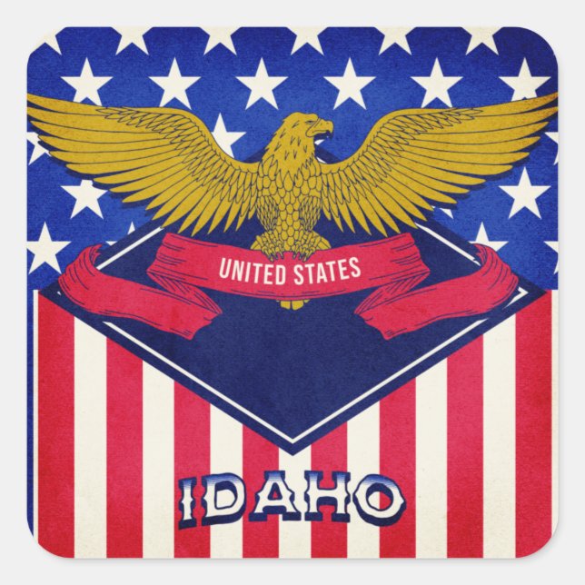 Idaho USA Flag   Square Sticker (Front)