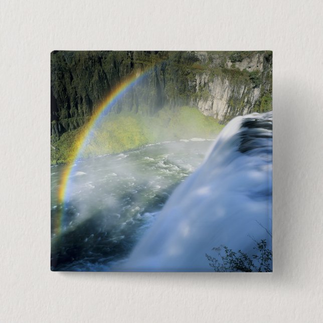 Idaho. USA. Rainbow in spray above Upper Mesa 15 Cm Square Badge (Front)