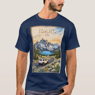 Idaho USA Road Trip Vintage 3D Textured Landscape T-Shirt