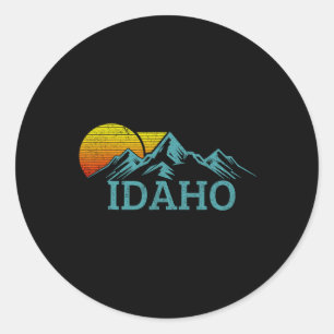 Idaho Vintage Mountains Sunset Hiking Nature Souve Classic Round Sticker