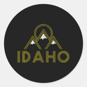 Idaho Vintage Retro Mountains Hiking Souvenir Gift Classic Round Sticker