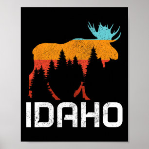 Idaho Vintage Retro Pride Souvenir Moose Nature Hi Poster