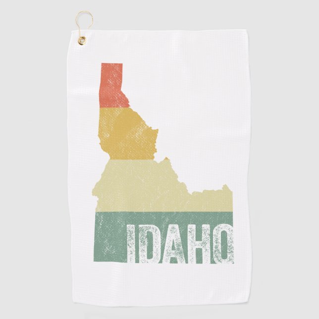 Idaho Vintage Retro Sunset Colour Map Golf Towel (Front)